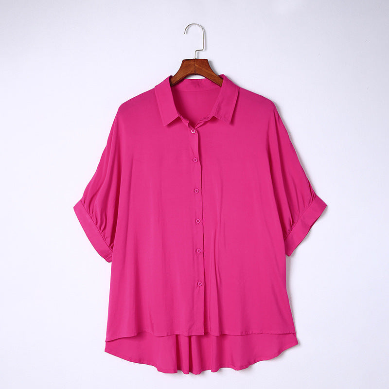 Solid Color Half Sleeve Shirt For Women