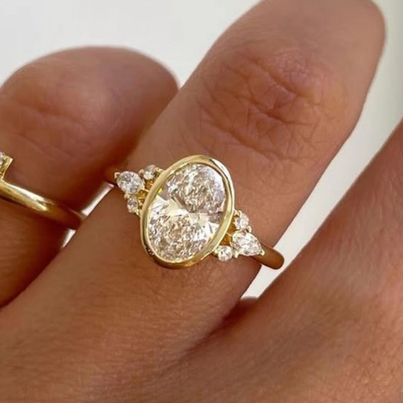 Ins Style Oval Zircon Ring