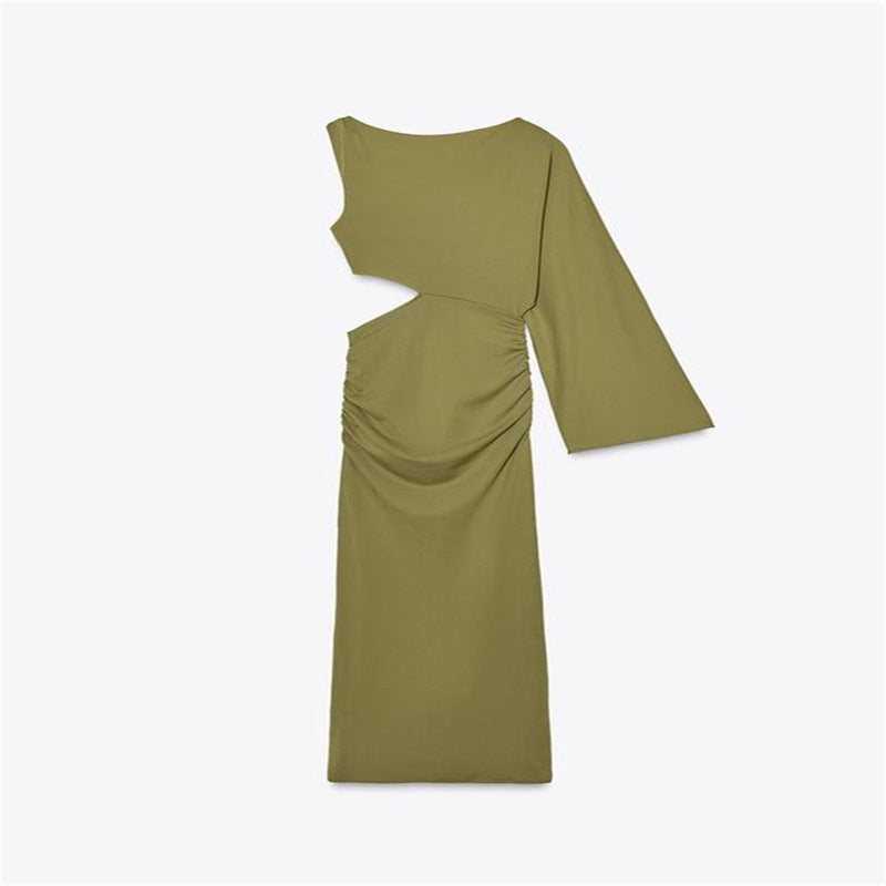 Irregular Long Sleeve Summer Hollow Decoration Mini Dress