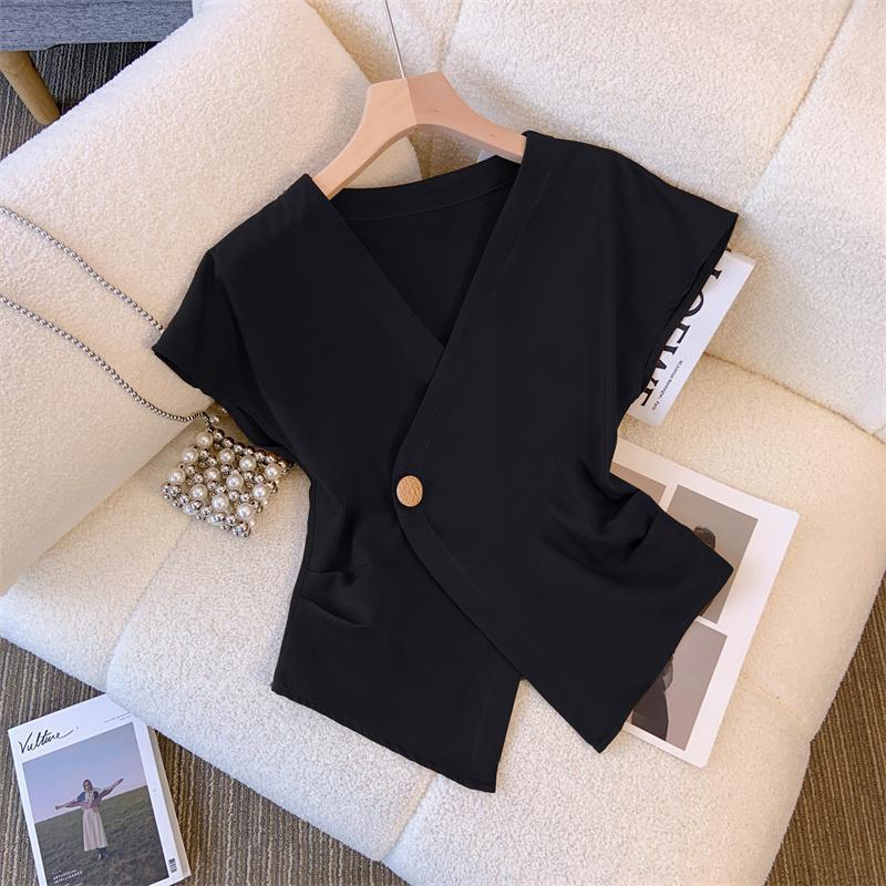 Women's Fashion Cross-Over Irregular Short-Sleeve T-Shirt