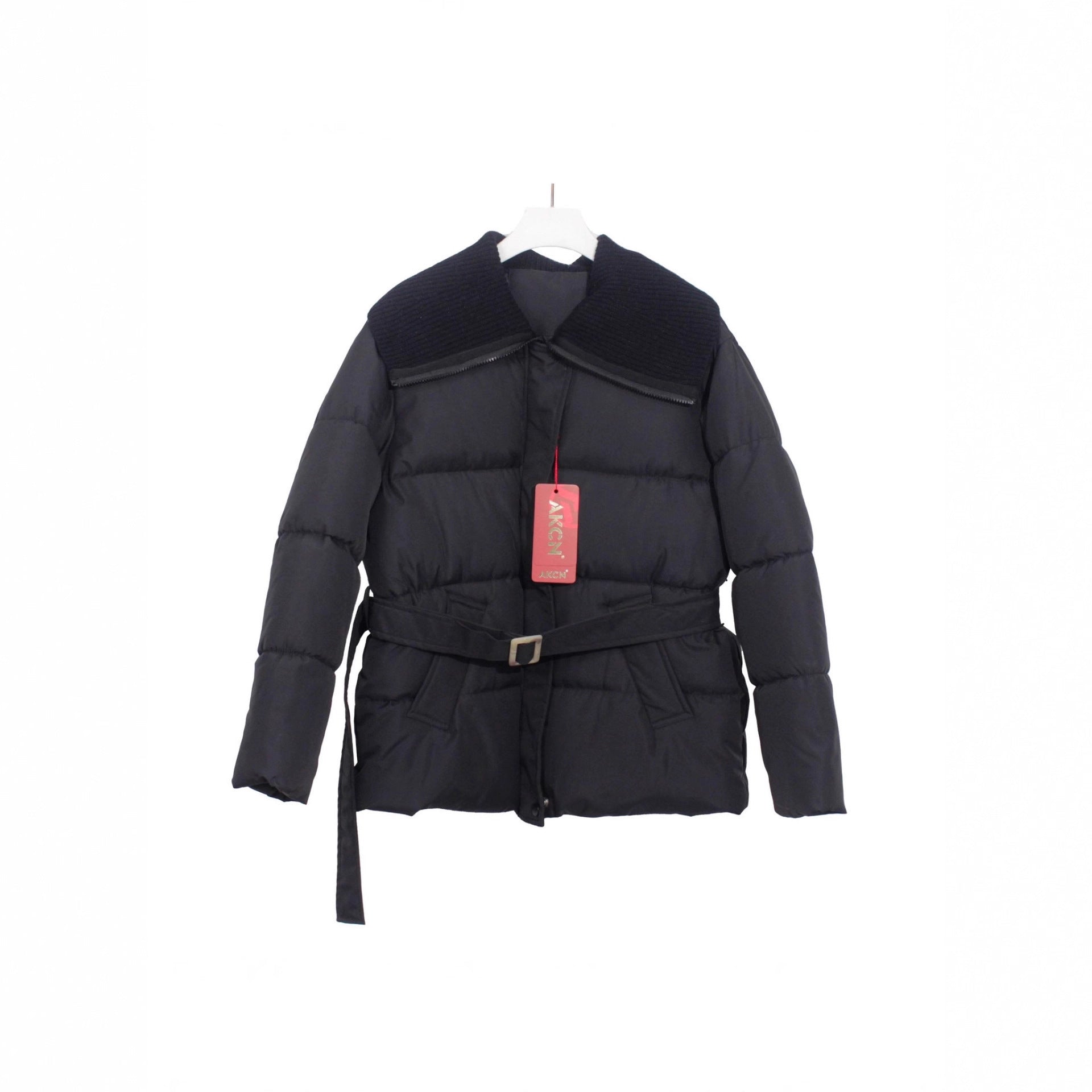 Women's Korean-style Knitted Lapel Down Jacket