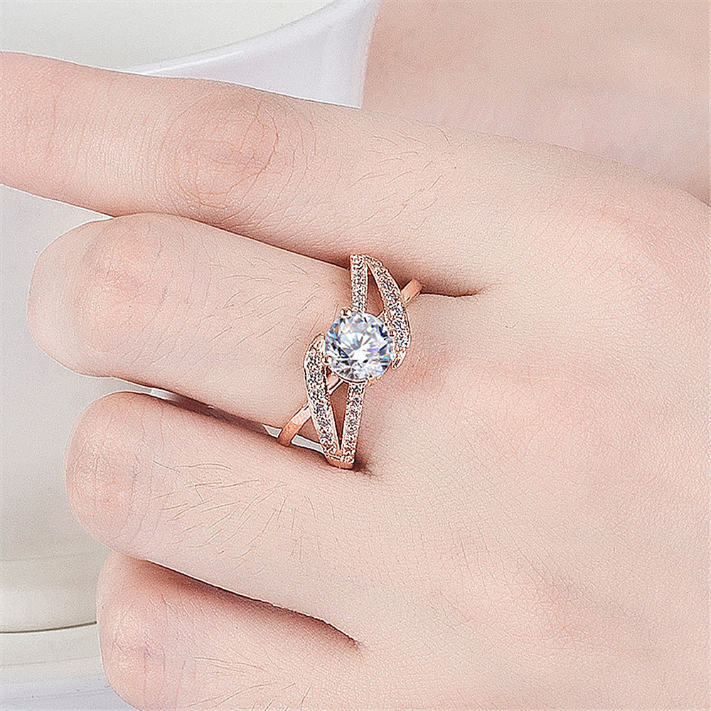 New Rose Gold Plated Diamond-studded Ring