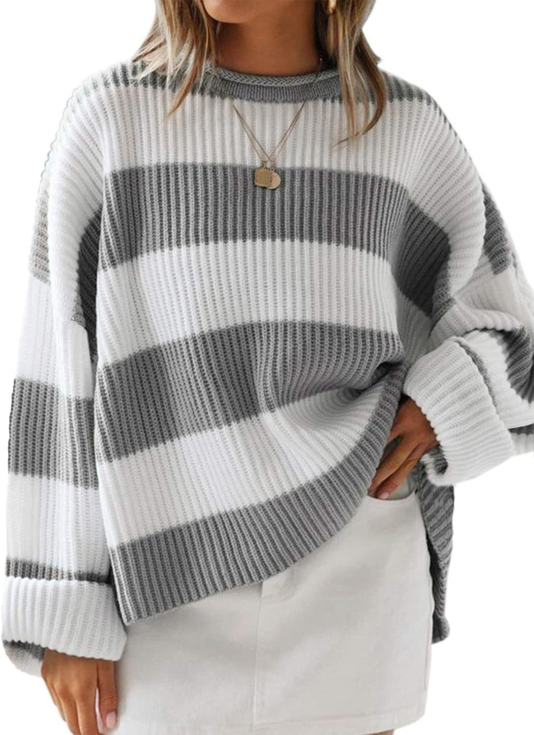 Women's Bell Sleeve Loose Sweater Striped