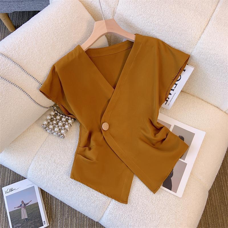 Women's Fashion Cross-Over Irregular Short-Sleeve T-Shirt