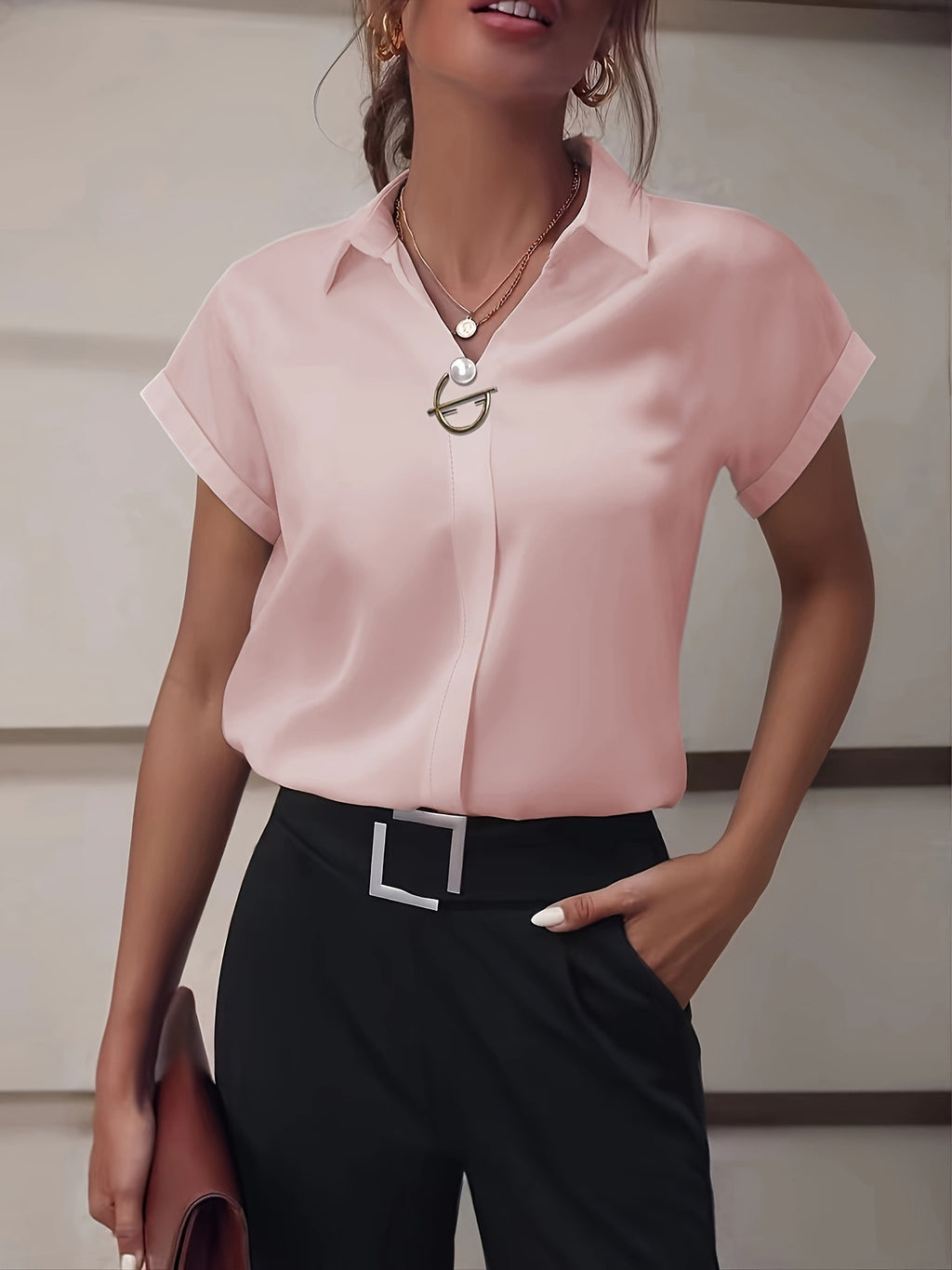 Loose Casual Short-sleeved Shirt Drop-shoulder Sleeve Shirt