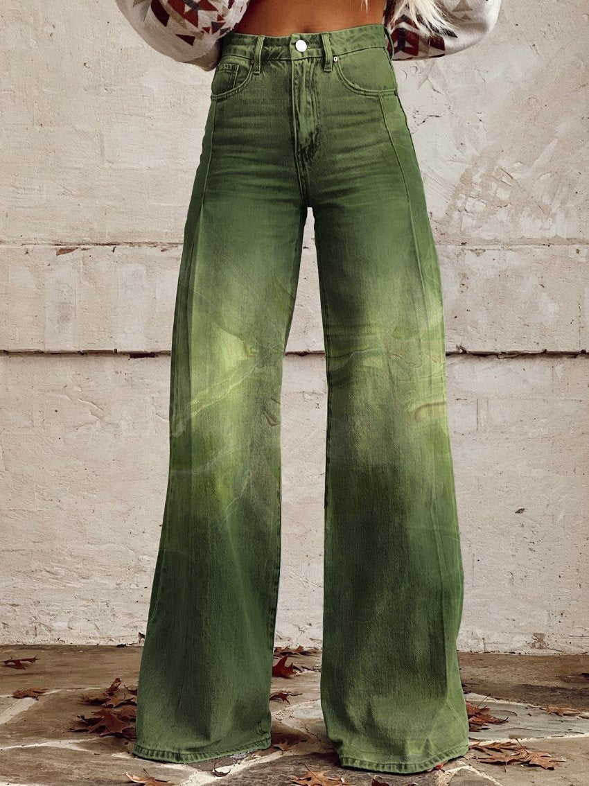 Thin Anti-3D Trendy Bell-bottom Pants Women's Denim Wide-leg Pants