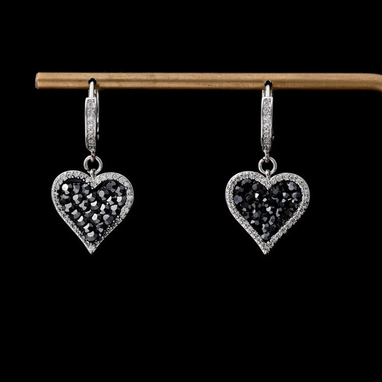 Micro Inlaid Zircon Rhinestone Love Heart Earrings