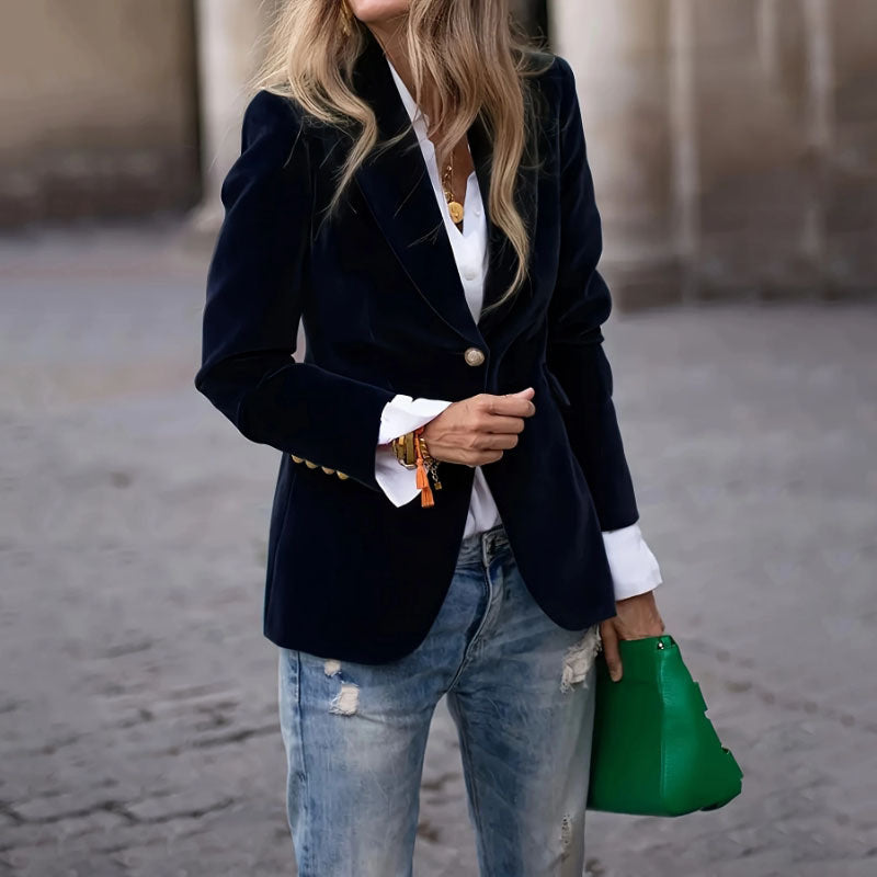 Gold Velvet Elegant Slim Fit Small Business Suit Coat