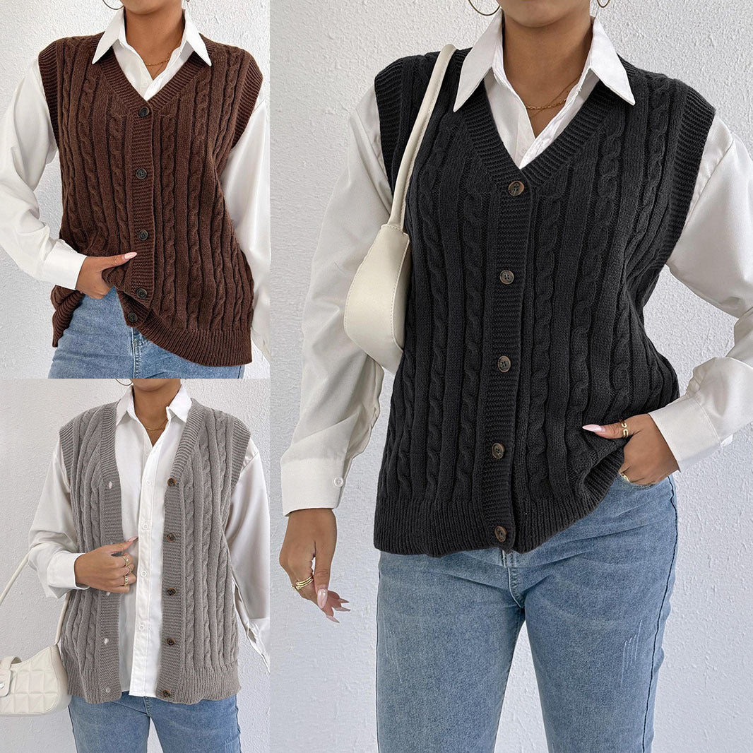 European And American Leisure Outer Twist Woven Vest