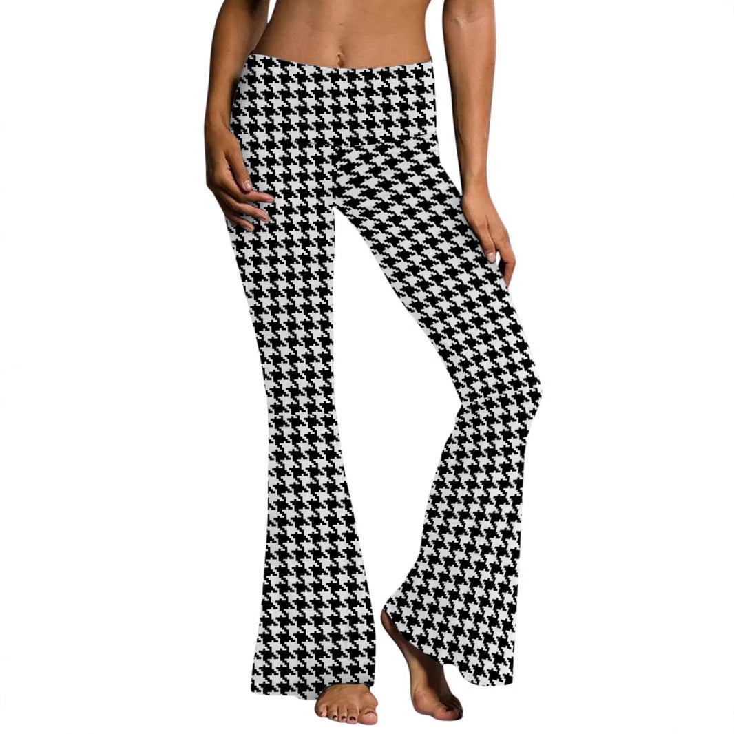 Low Waist Fashion Sports And Leisure Printed Bootcut Trousers