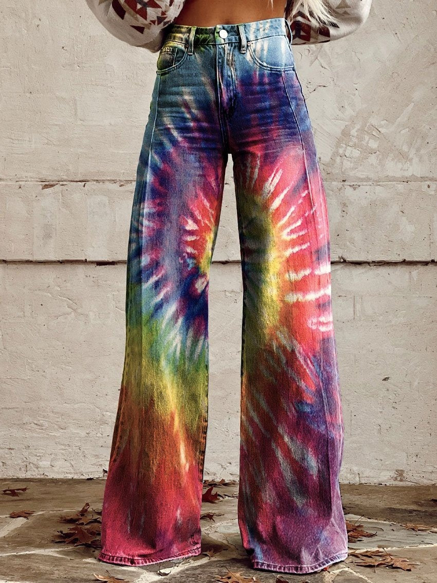 Thin Anti-3D Trendy Bell-bottom Pants Women's Denim Wide-leg Pants
