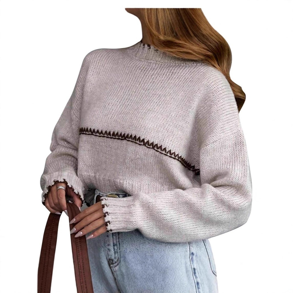 Short Stitching Sweater Loose Casual American Casual Fashion Women