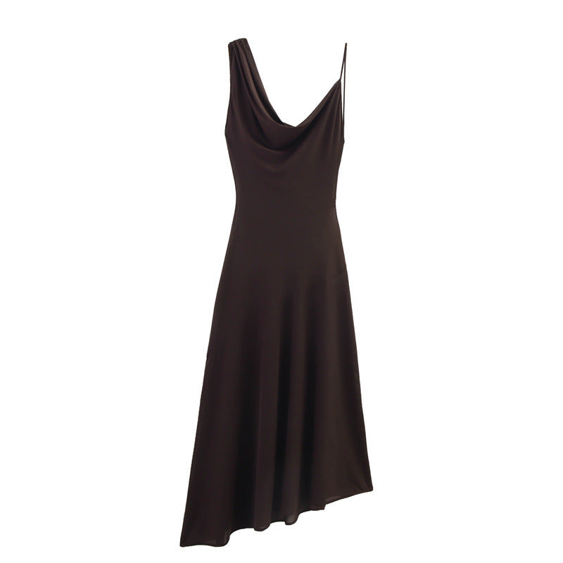 European And American Style Asymmetric Long Sleeveless Dress