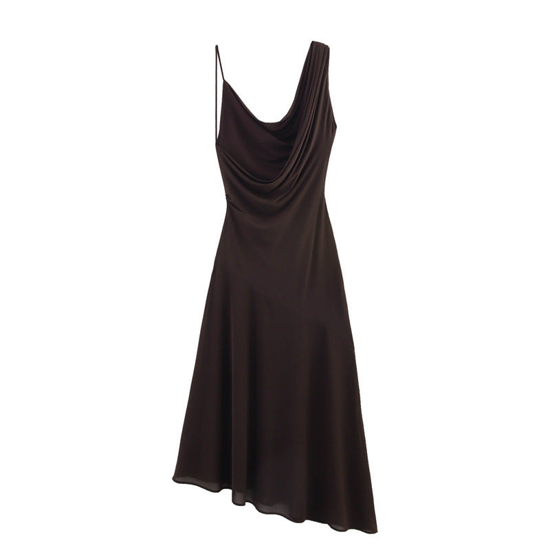 European And American Style Asymmetric Long Sleeveless Dress