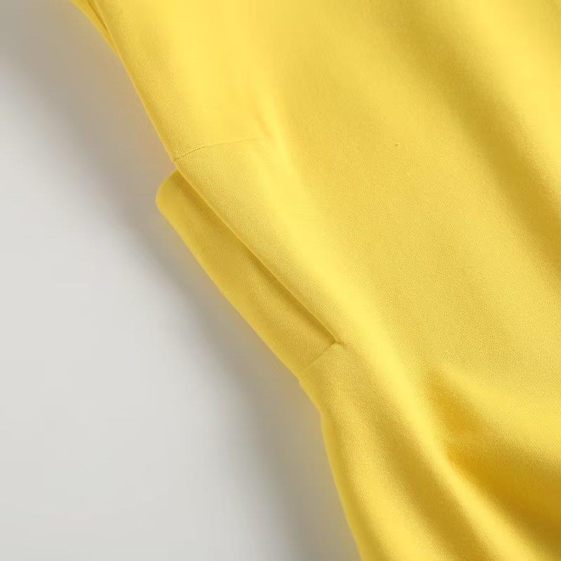 Women's Solid Color Round Neck Straight Slim Fit Slit Dress