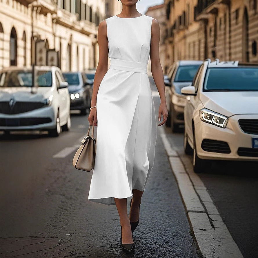 Sleeveless Round Neck Fashion Long Dress Women