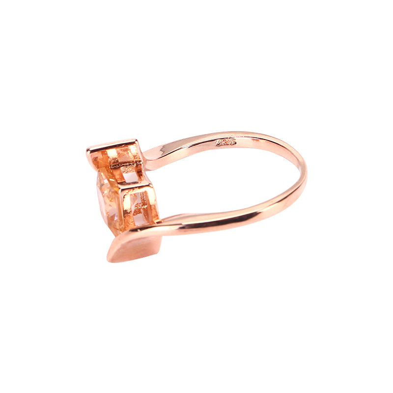 Creative Retro Crystal Craft 18K Rose Gold Zircon Ring