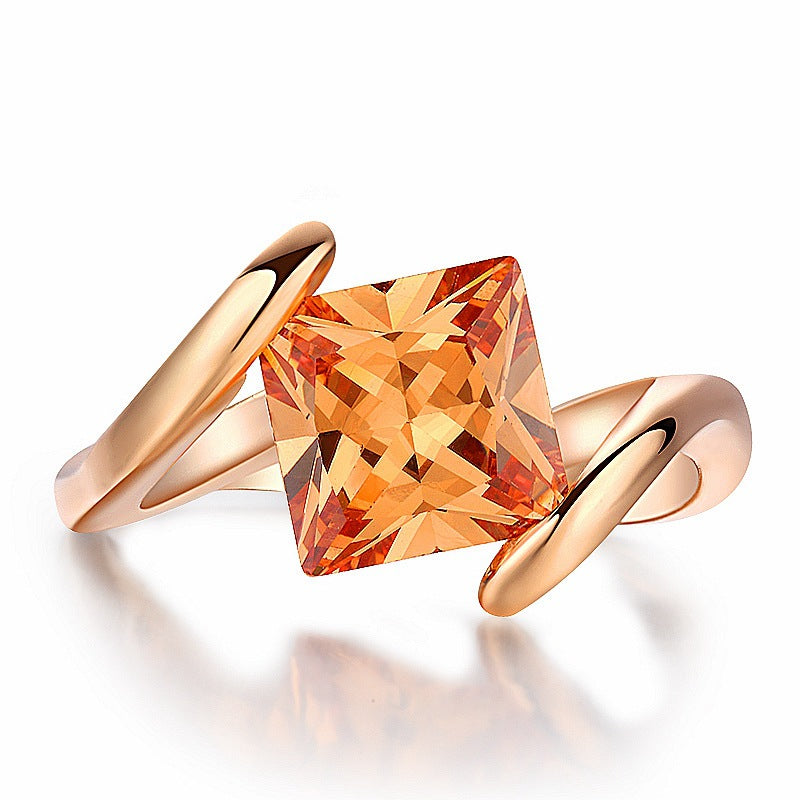 Creative Retro Crystal Craft 18K Rose Gold Zircon Ring