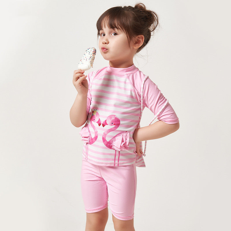 Girls' swimsuit, children's swimsuit, split boxer printing hot spring swimsuit