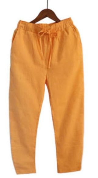 Spring And Summer Plus Size Cotton And Linen Pants, Women's Cropped Pants Loose And Thin