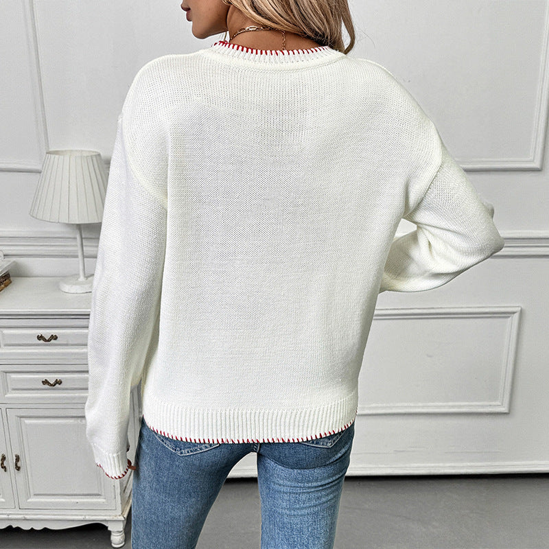 Strawberry Jacquard Sweater Pullover
