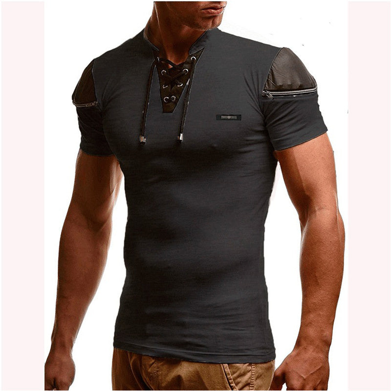 Colorblock slim-fit short-sleeved T-shirt
