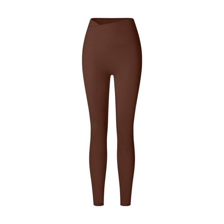 Autumn And Winter Cross Waist Nude Feel Sports Trousers
