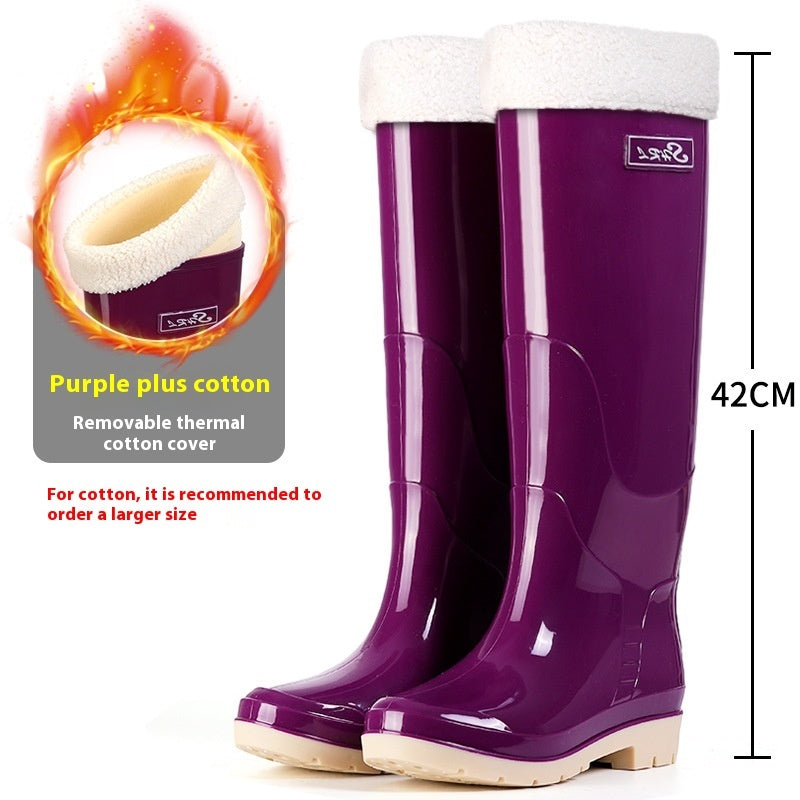 Fleece-lined Warm Length Waterproof Rain Boots