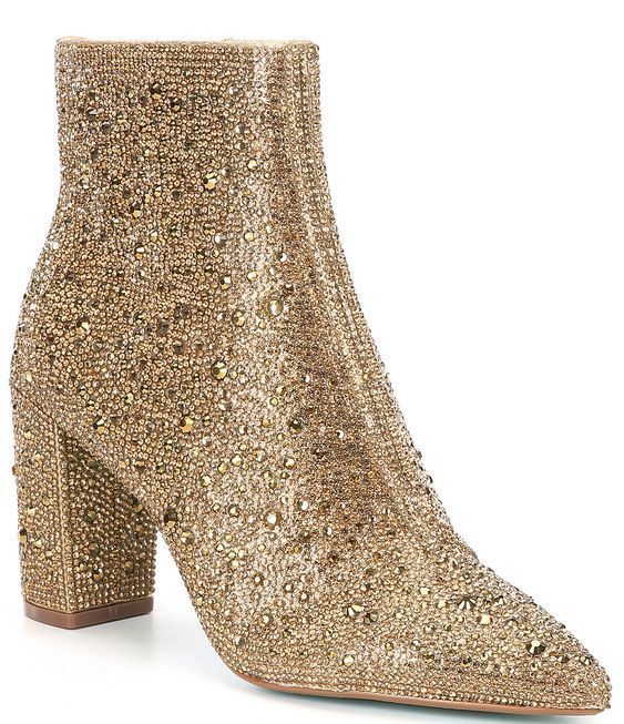 Rhinestone Pointed Toe Fashion Ankle Boots