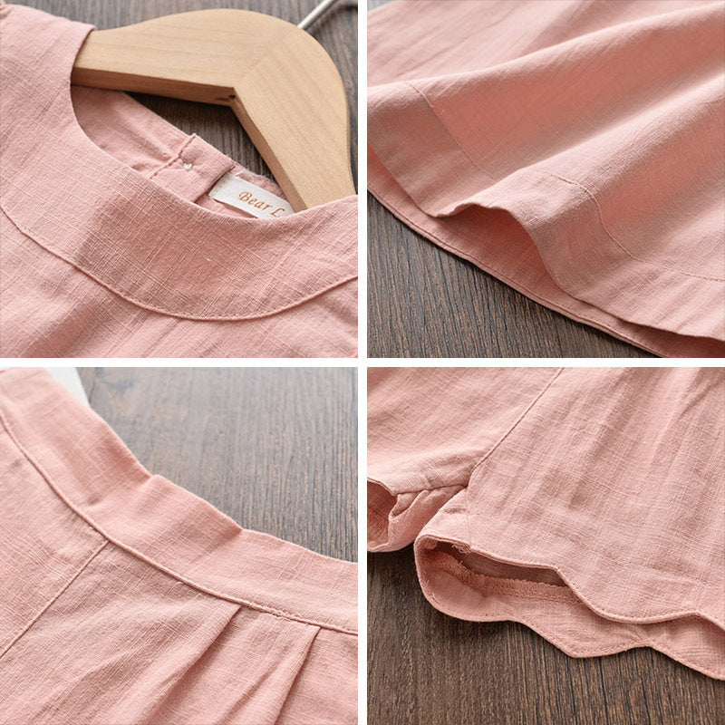 Summer Korean Girl Fungus Flying Sleeve Top Solid Color Shorts Two-Piece Suit Pants