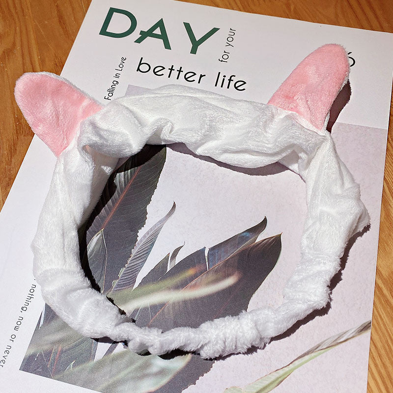 Face Wash Hair Band Rabbit Ears Hair Band Plush Bow Headband