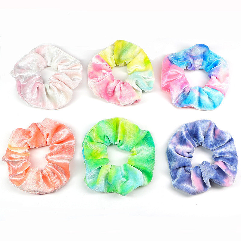 Rainbow Flannel Tie Dye Hair Tie