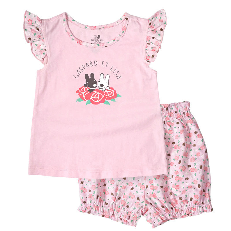 Presale Casper And Lisa Girl Girl Baby Baby Summer Set Cotton Short Sleeve Pants Two Piece Set
