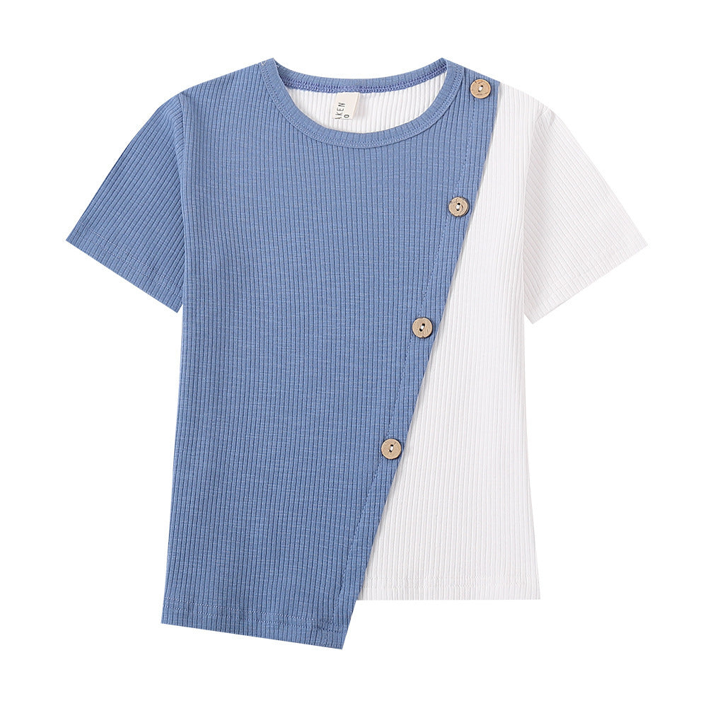 Irregular Contrast Short-Sleeved T-Shirt