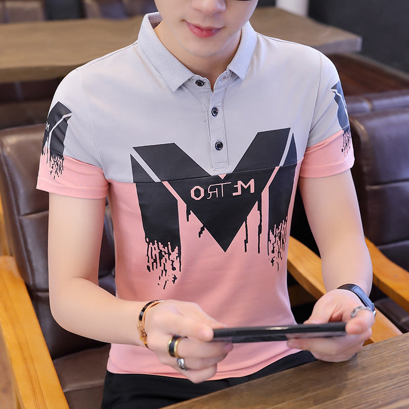 Summer contrast short-sleeved T-shirt