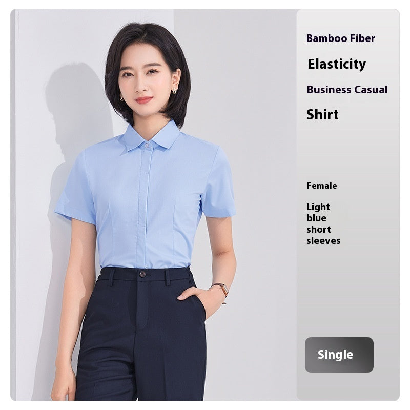Bamboo Fiber Business Short Sleeve Non-ironing Stretch Shirt