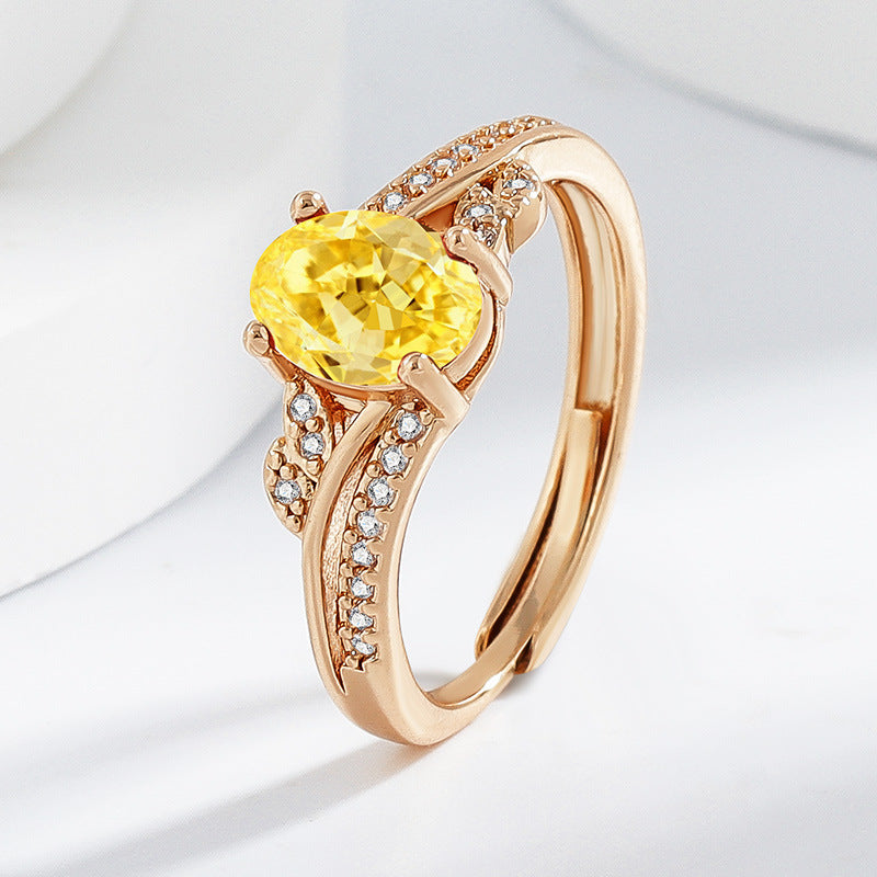 Garnet Oval Multi-color Colored Gems Ring For Women