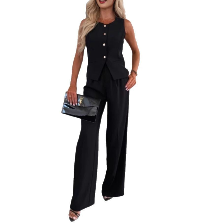 Women's Clothing Vest Casual Pants Two-piece Set