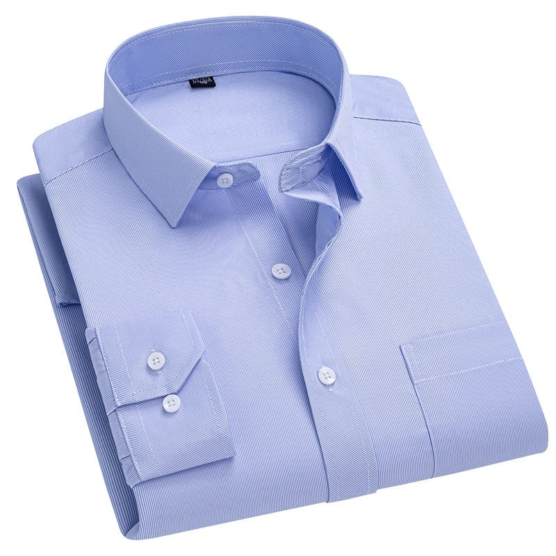 Men's Long-sleeved Plaid Middle-aged Business Square Collar Shirt