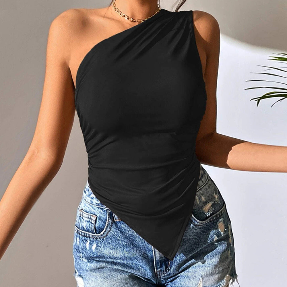 European And American Irregular Shoulder Sexy Off-shoulder Vest Camisole Top