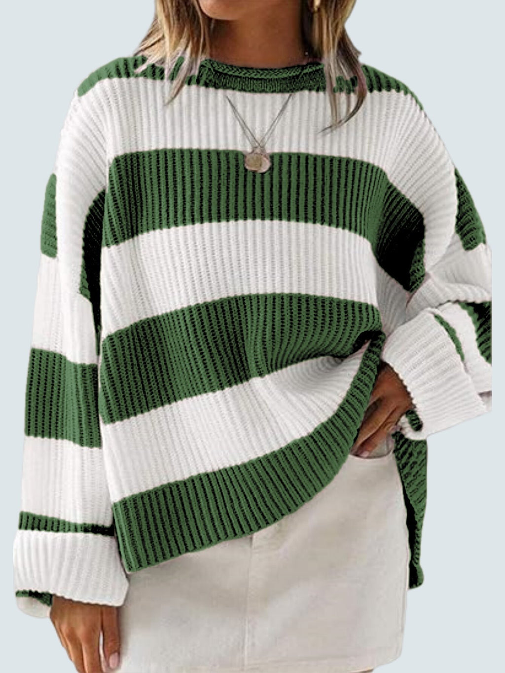 Women's Bell Sleeve Loose Sweater Striped