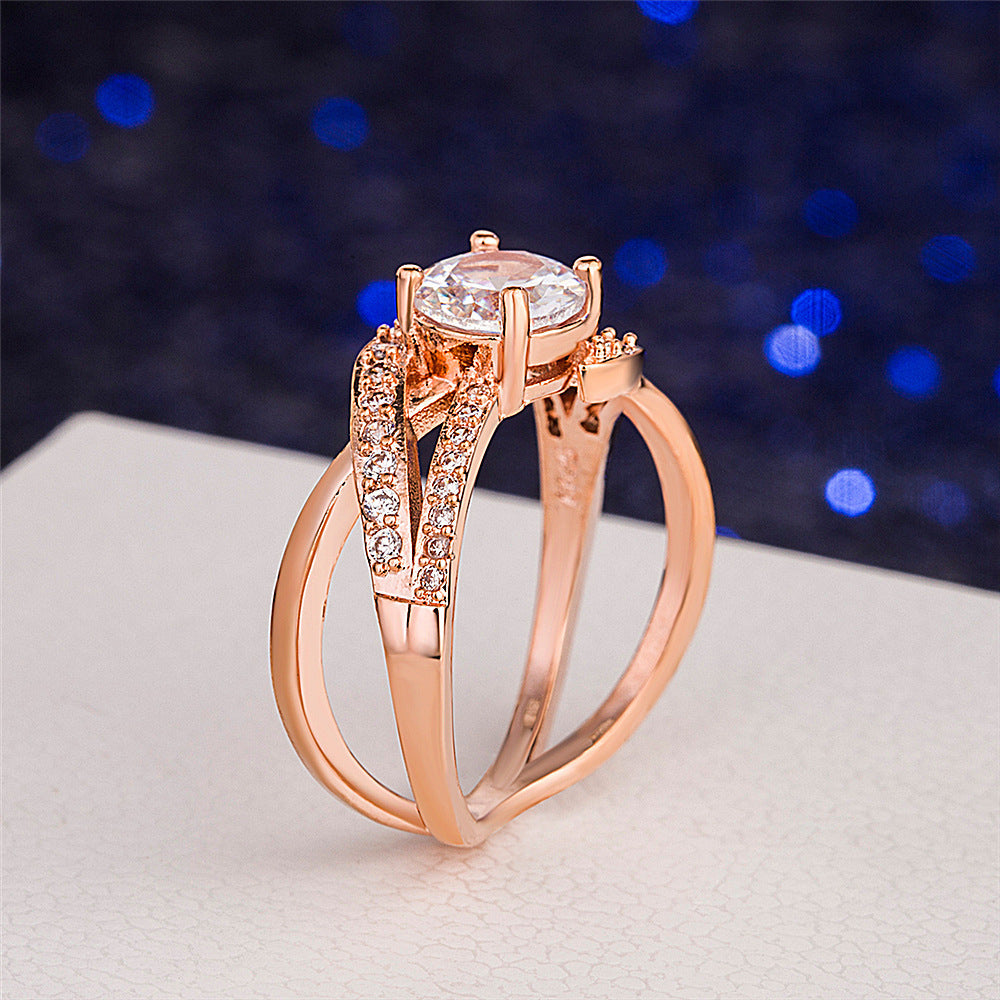 New Rose Gold Plated Diamond-studded Ring