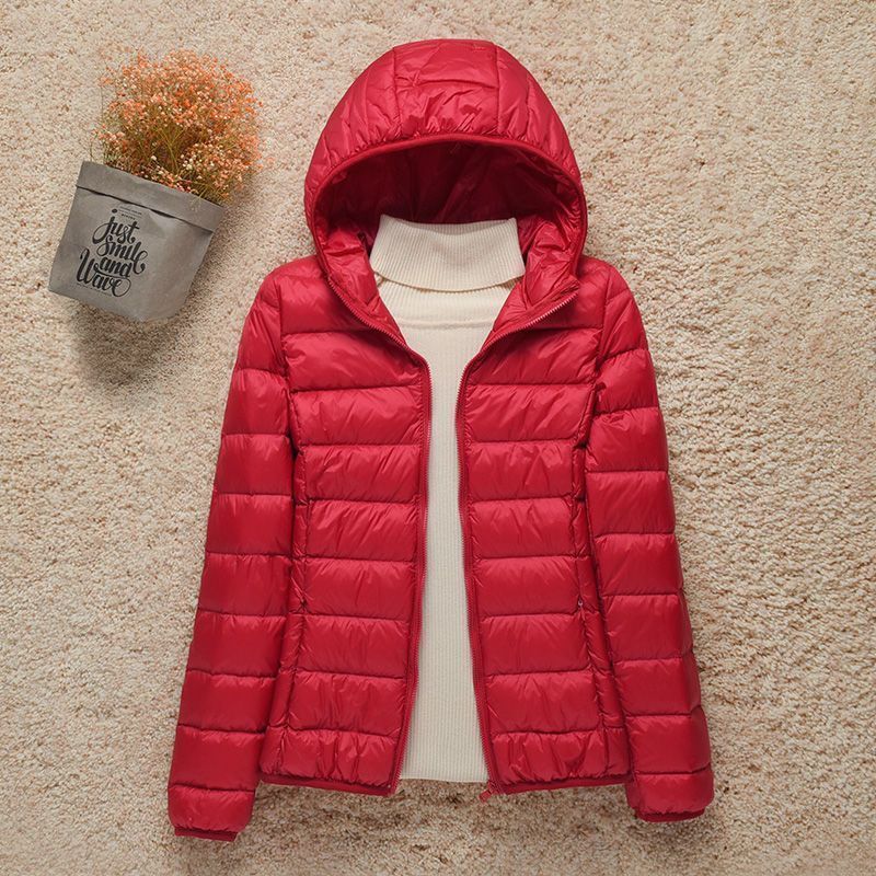 Thin Lightweight Short Type Hooded Slim Fit Down Cotton Jacket Coat
