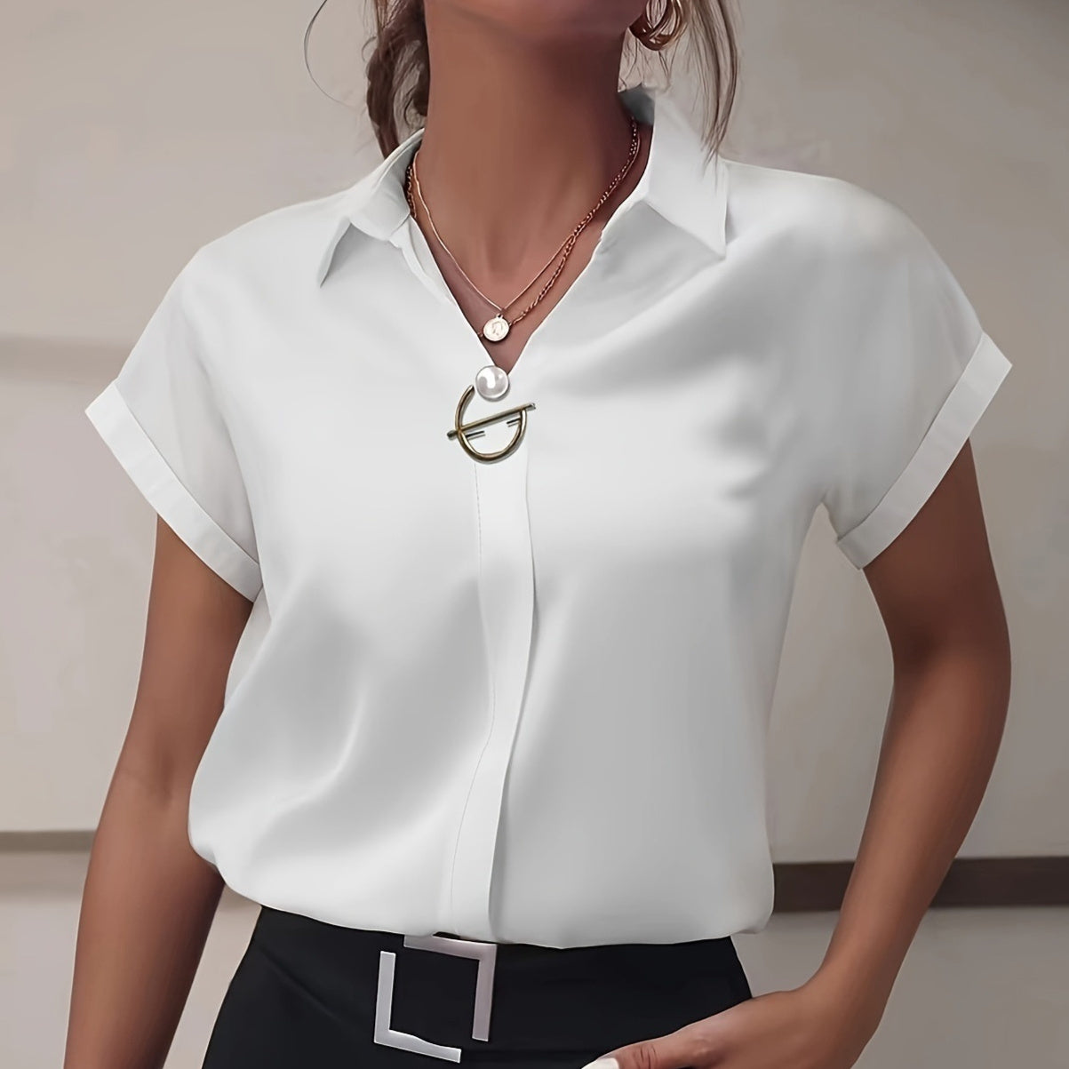 Loose Casual Short-sleeved Shirt Drop-shoulder Sleeve Shirt