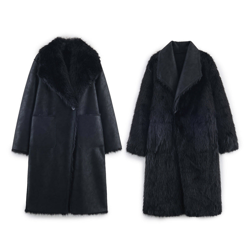 Winter European And American Double-sided Reversible Faux Fur Coat