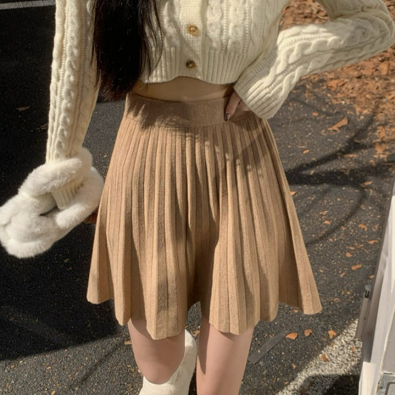 High-waisted A-line Figure-flattering Designer Knit Mini Skirt Versatile And Stylish