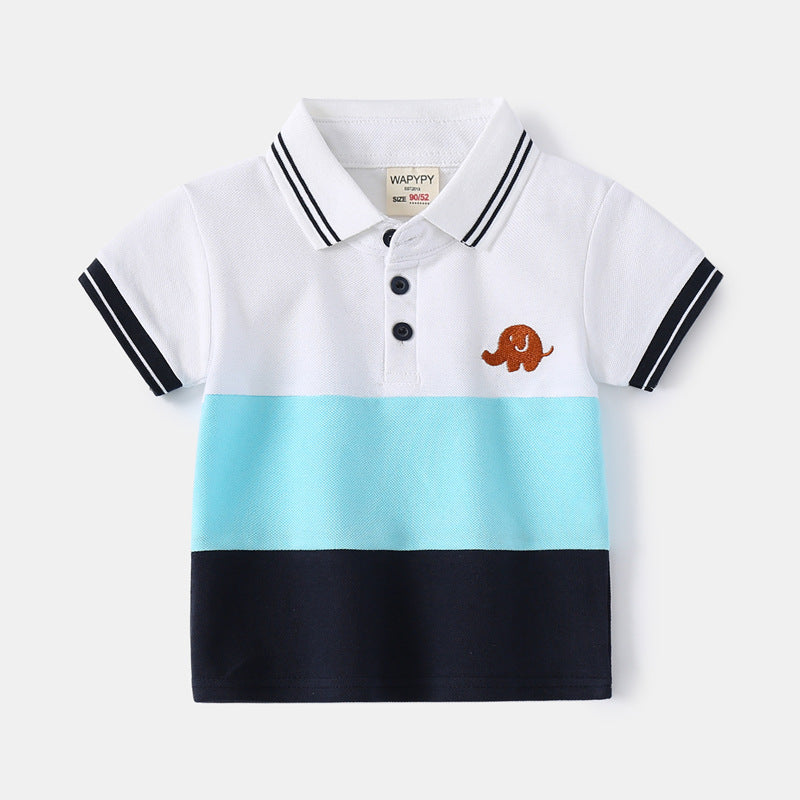 Boys' Fashion Colorful Lapel Short-sleeved Tops