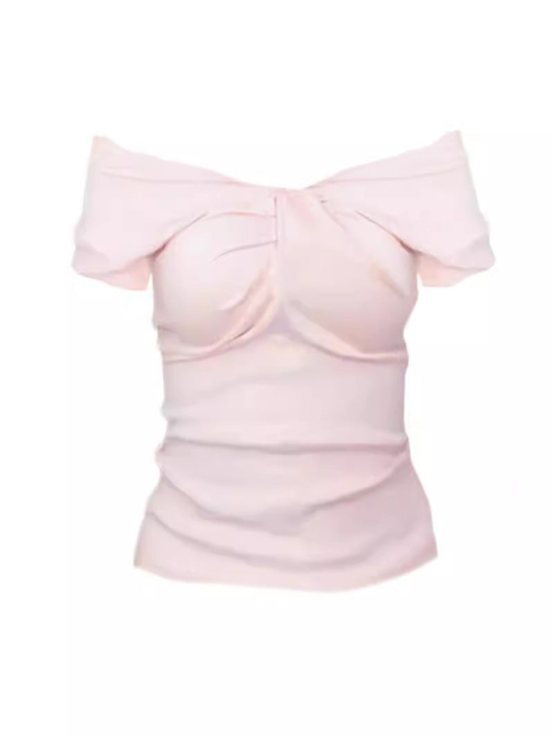 New Slim-fit Slimming Two-way Top Off-shoulder T-shirt Women