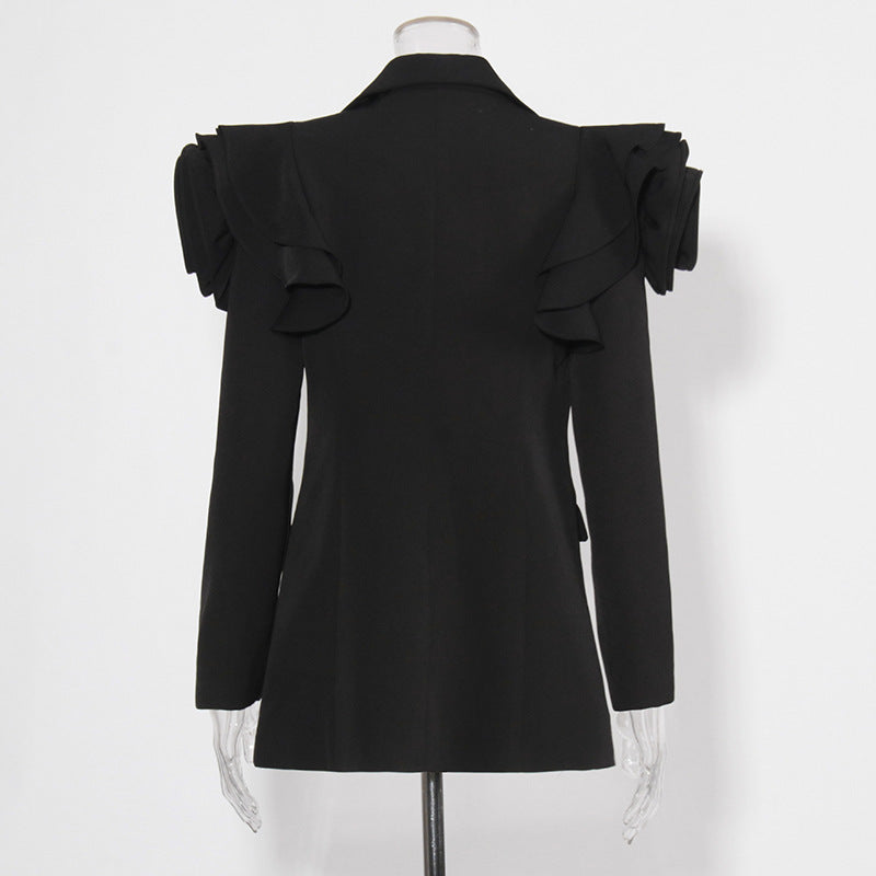 V-neck One Button Waist-tight Slimming Suit Coat