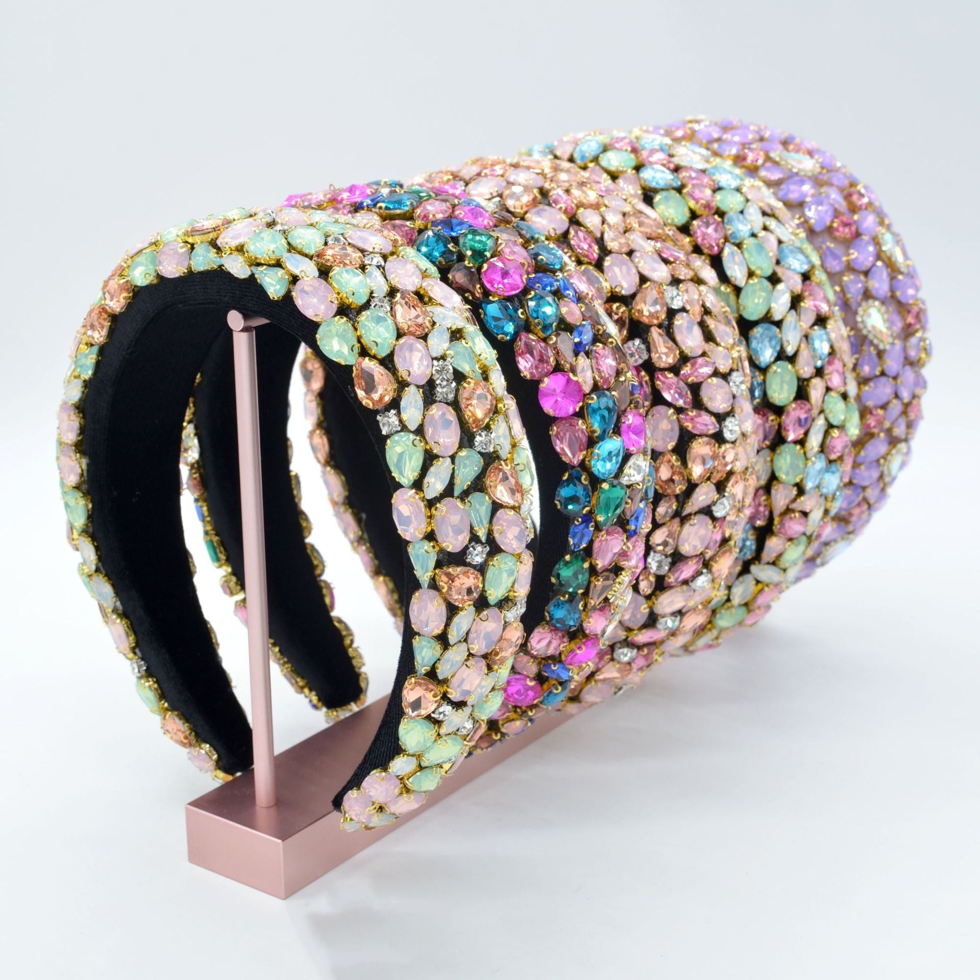 Rhinestone Gem Sponge Wide-brimmed Handmade Headband